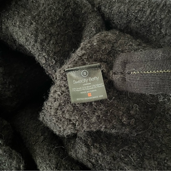 Sweaty Betty Pullover Sweater Women's Size S Black Boucle Turtle Neck Zippers - Picture 5 of 6